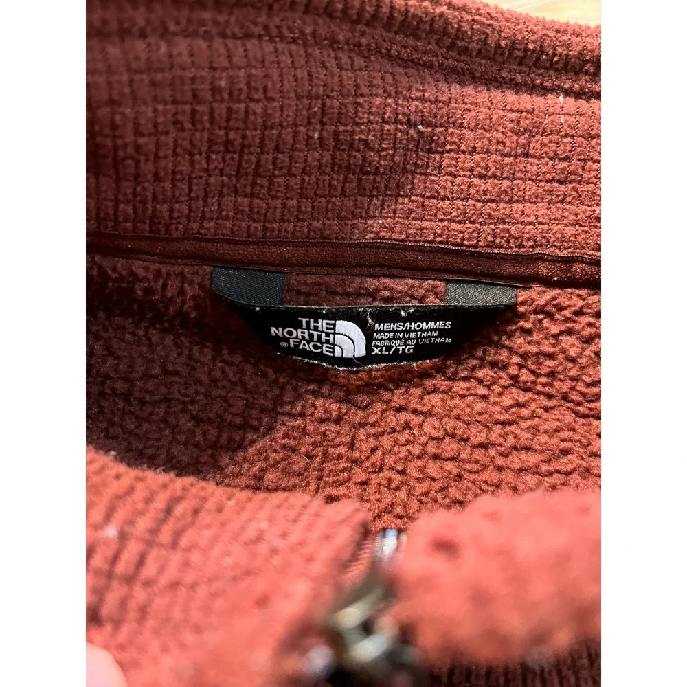 The North Face Pullover Mens XL Burgundy Waffle Grid Fleece 1/4 Zip